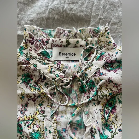 Berenice Paris Floral Ruffle Mini Dress S/M Boho Romantic - Picture 10 of 10